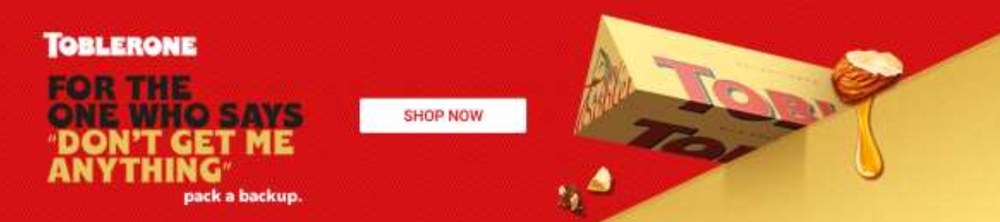 Digital banner design featuring a Toblerone promotional campaign